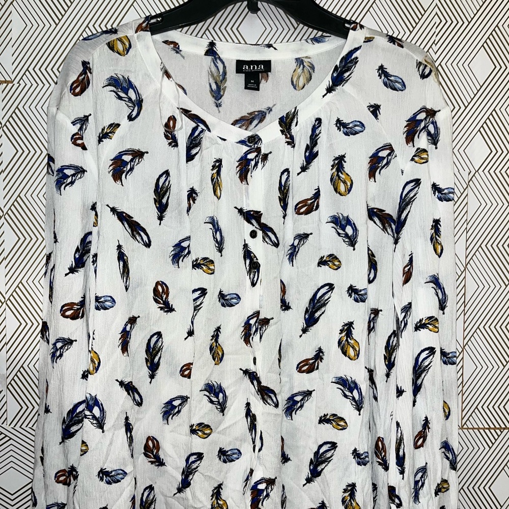 a.n.a Womens Split Crew Neck Long Sleeve Blouse